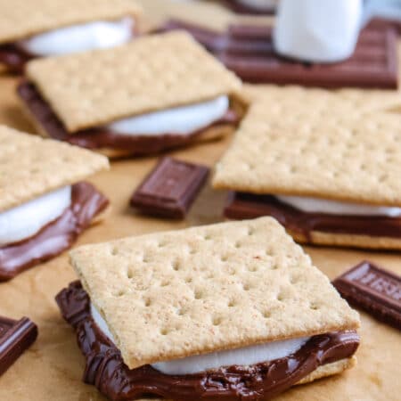 a platter of grilled s'mores