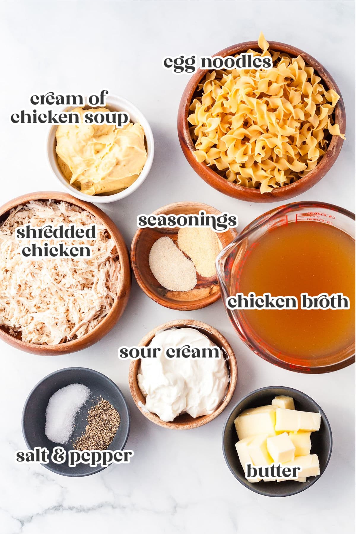 ingredients for making slow cooker chicken noodle casserole