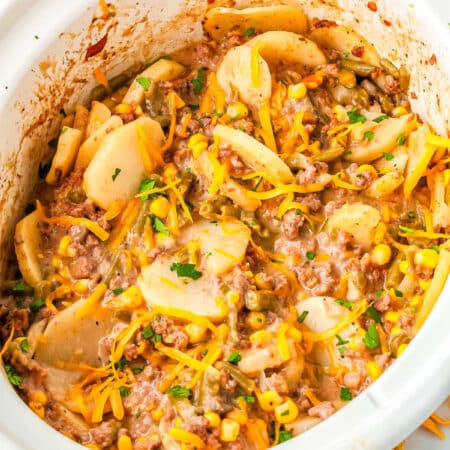 a crockpot full of cowboy casserole