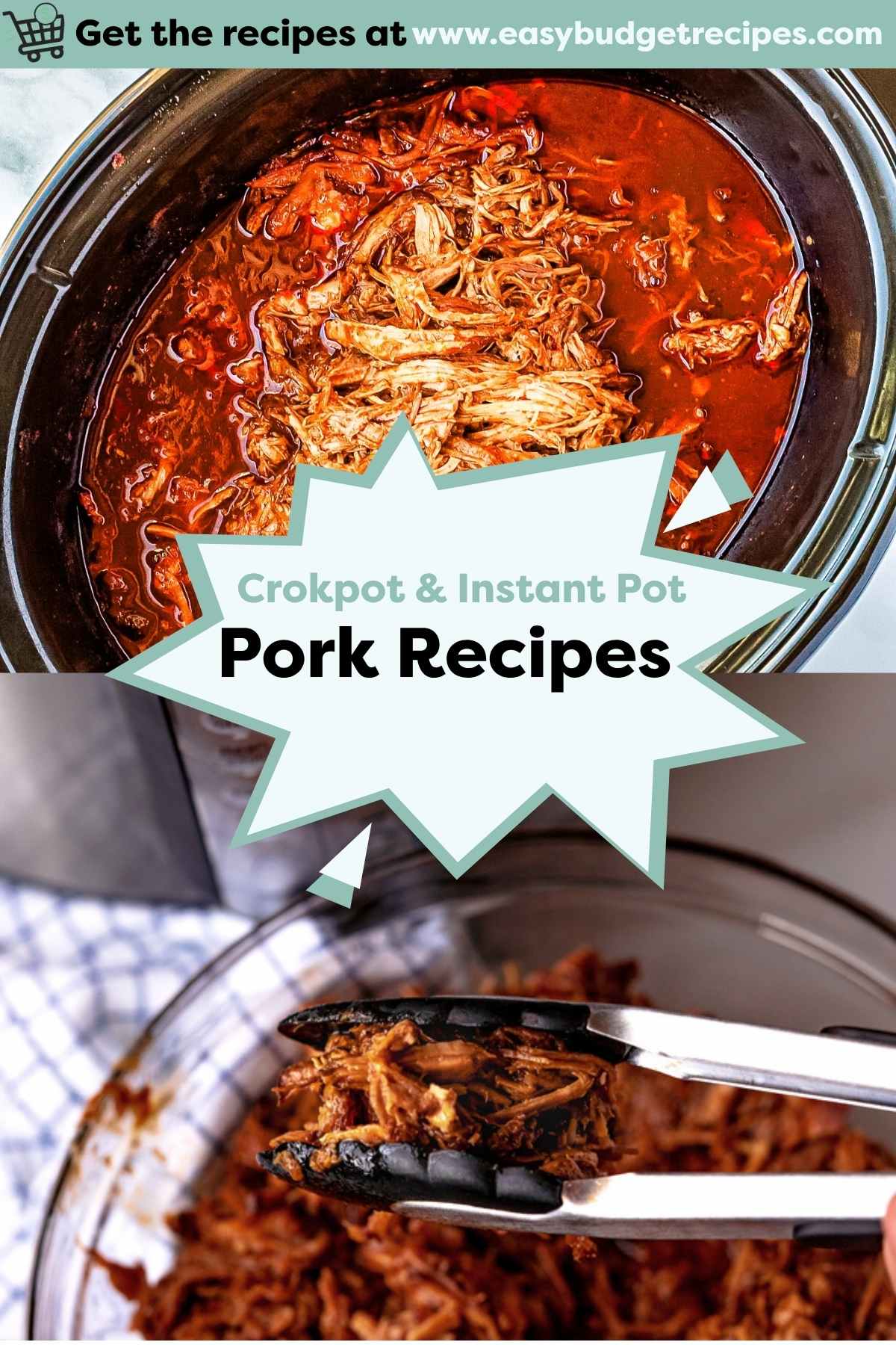 a collage of crockpot sweet pork and instant pot pulled pork recipes with text overlay