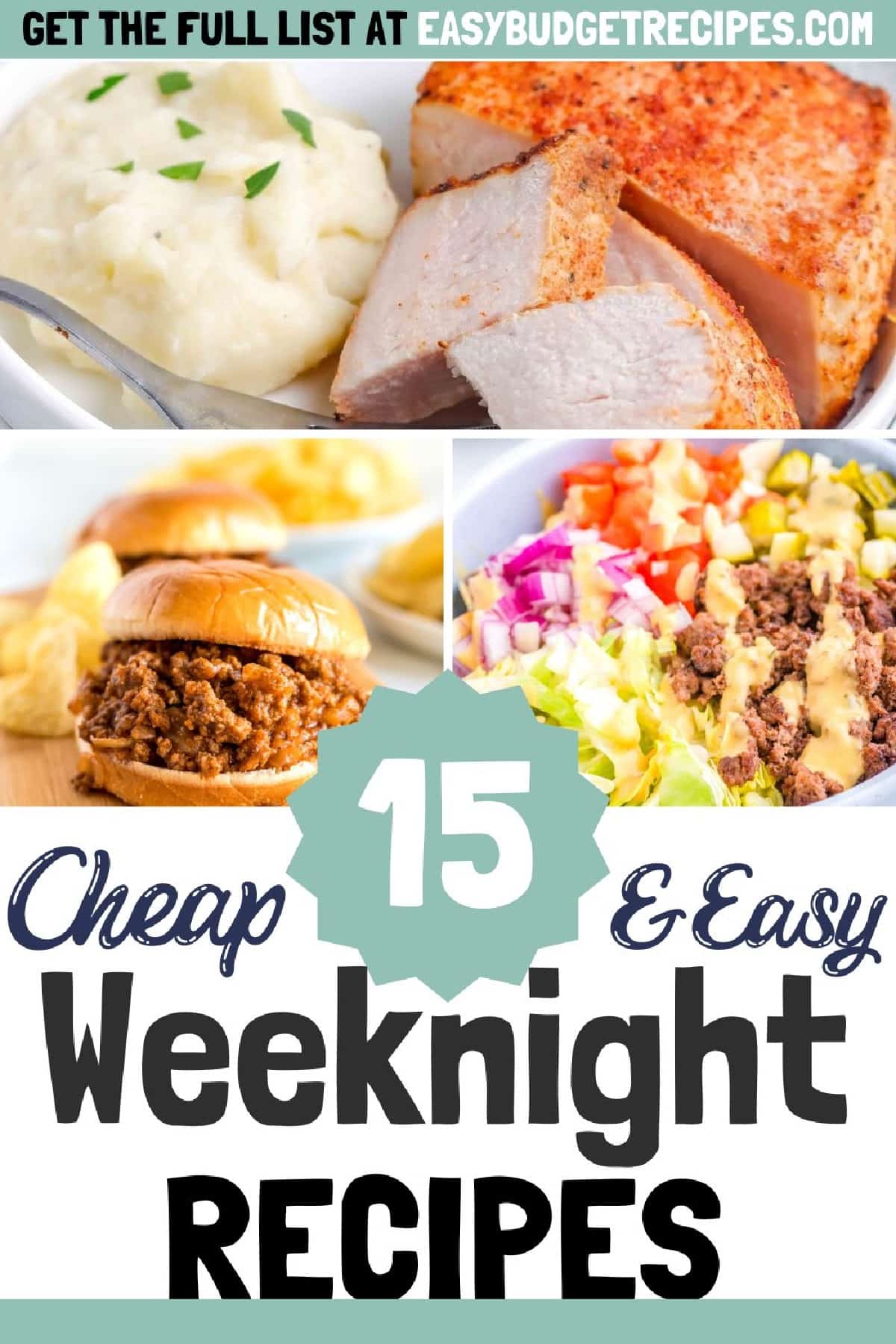 a collage with a few budget friendly recipes and text overlay